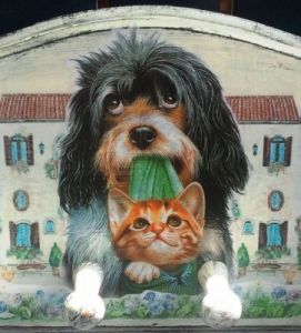 Wieszak drewniany DecOuPaGe na akcesoria psa/kota