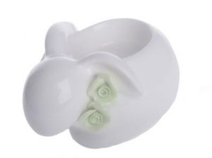 ZAJĄCZEK CERAMICZNY ŚWIECZNIK NA TEALIGHTY-RÓŻYCZKI