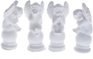 ZESTAW 4 FIGUREK ANIOŁKI SIEDZĄCE NA KULI