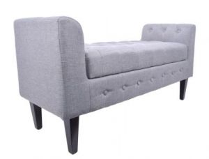 SOFA-ŁAWKA-PUFA TAPICEROWANA SZARA + OPARCIA
