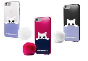 ETUI iPHONE 7 CASE KOT LAGERFELDA + pompon 3 wzory